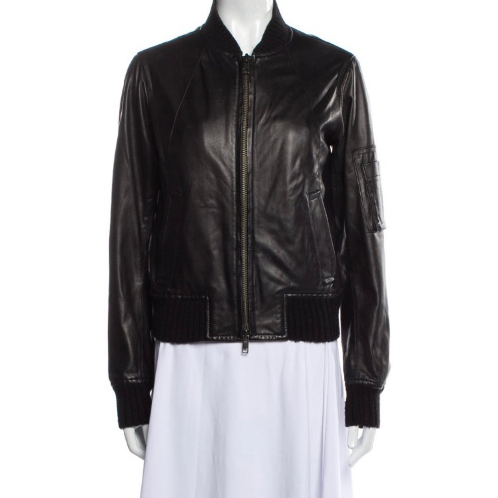 Vince Leather Bomber Jacket